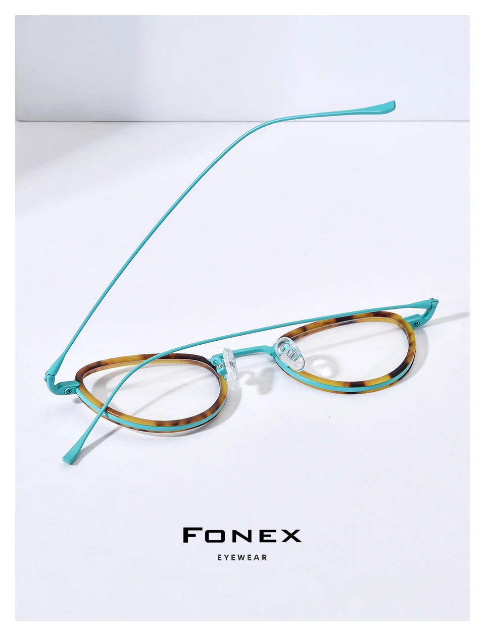 FONEX Acetat Titan Brille Rahmen Frauen 2025, Neue Mode Marke Design Retro Kleine Runde Brillen Männer Vintage Brillen 85844 – Detail 29