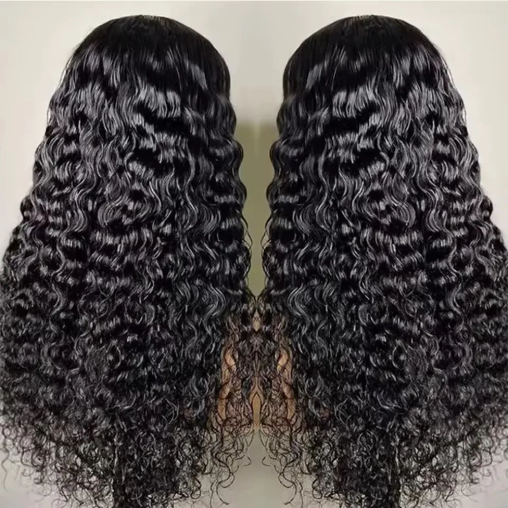 Deep Water Wave Curly Brazilian Human Hair Wig 46 Inch 200% Density 13x6 7x6 HD Transparent Lace Frontal Wig Glueless Pre Plucked Wigs For Black Women