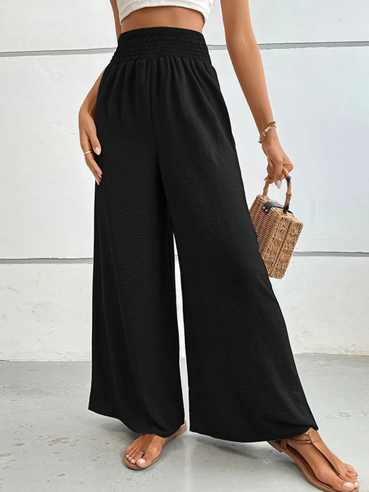 JIM & NORA Black Wide Leg Trousers Women's Fashion High Waist Slim Fit And Slimming 2023 Autumn New Straight Casual Pants