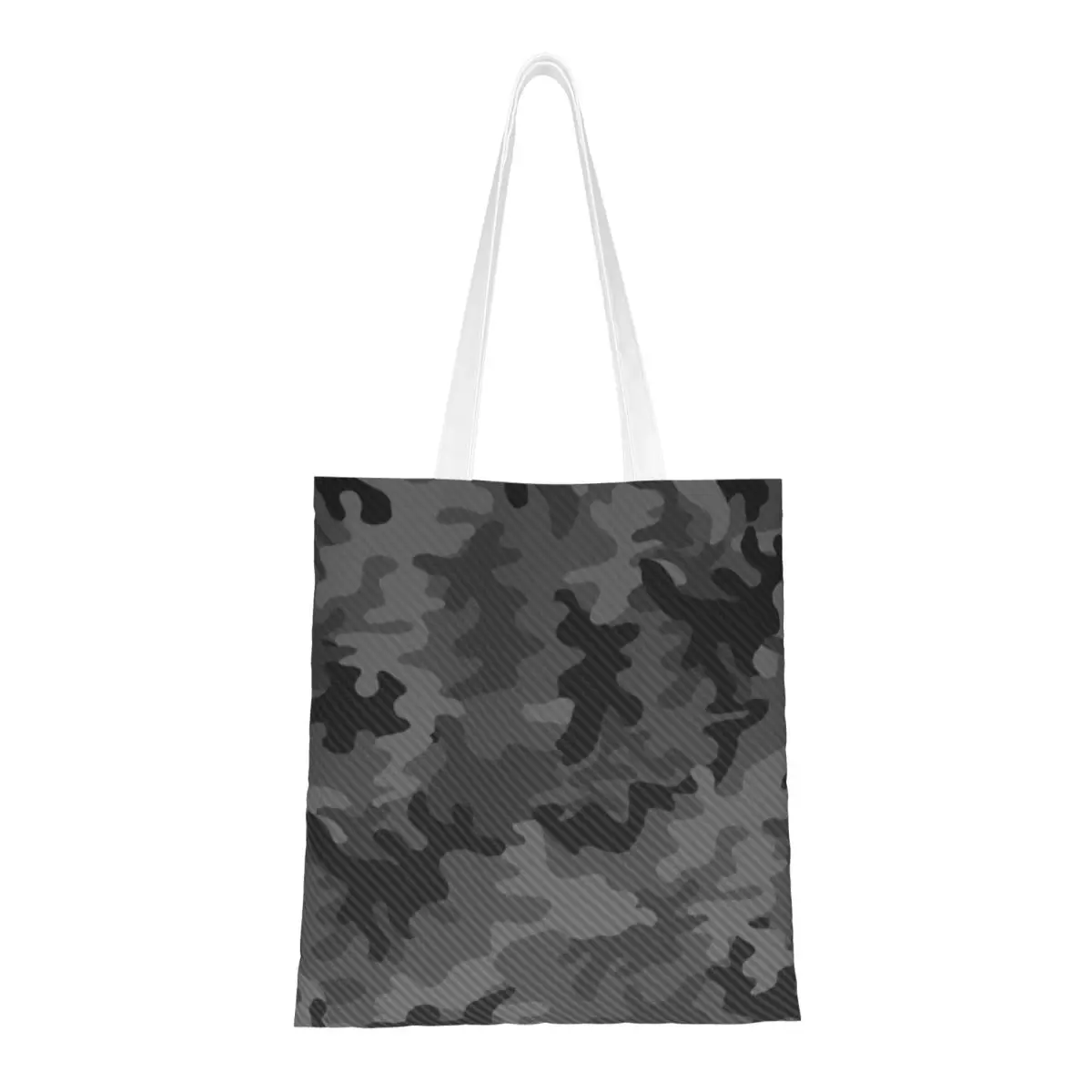 Custom Carbon Camo Grocery Shopping Bags Print Canvas Shopper Tote Shoulder Bag Large Capacity Portable Camouflage Handbag