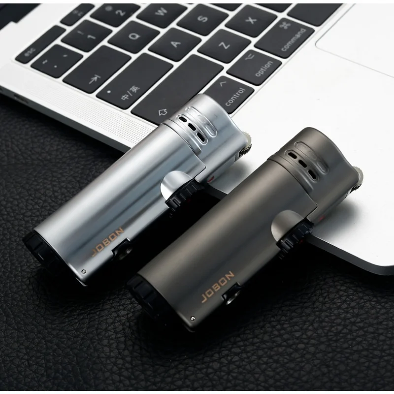 

Jobon Four Fire Windproof Direct Charging Blue Flame Cigar Lighter 360 ° Use Portable Multi functional Outdoor Ignition Tool