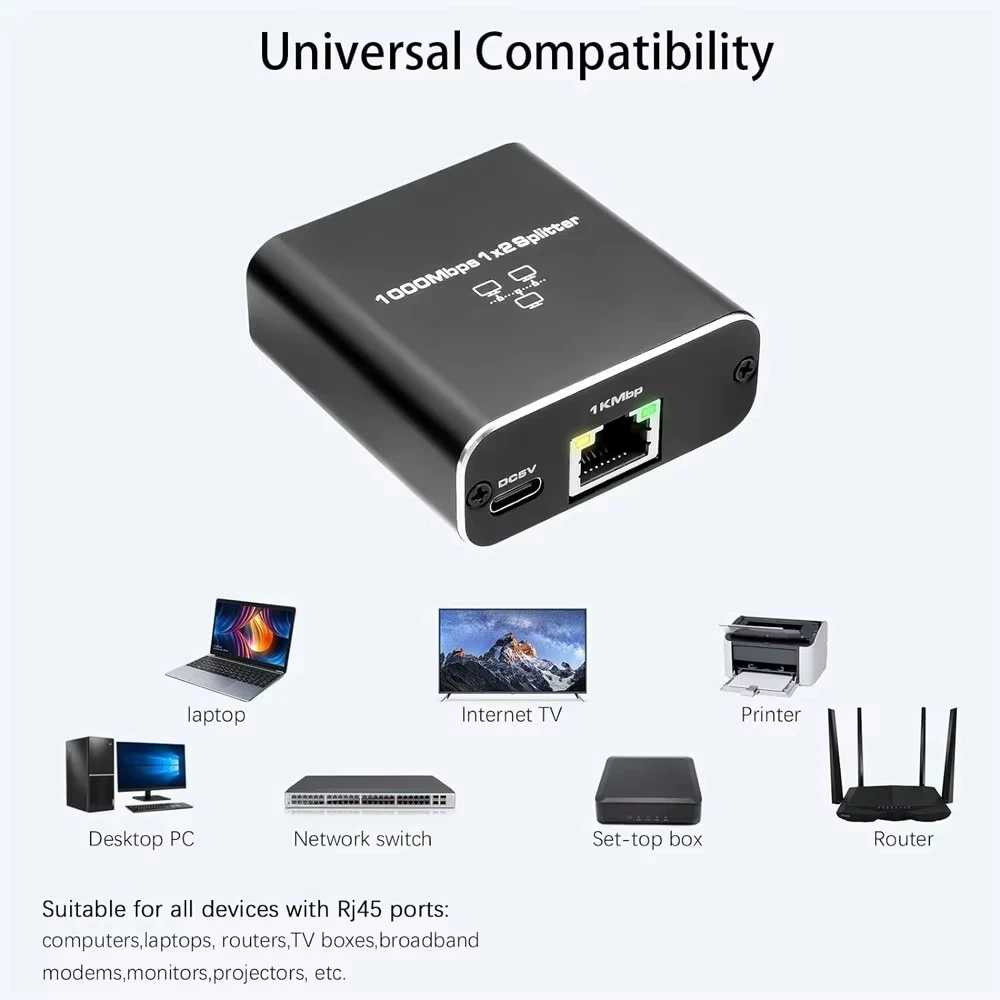 Gigabit 1000Mbps RJ45 Splitter 1 to 2 4 Ethernet Adapter Lan Connector Switch Coupler for PC Laptop TV Box Router Digital TV