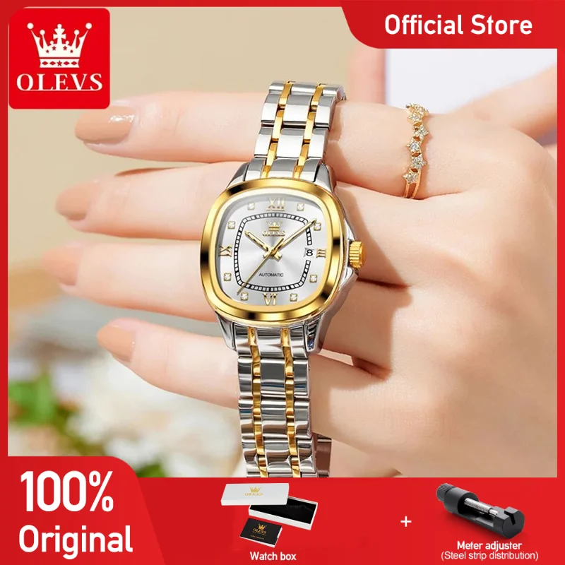 OLEVS 9810 Ladies Watch Luxury Automatic Mechanical Watch Waterproof Luminous Date Watch For Women Bracelet Set Original Reloj