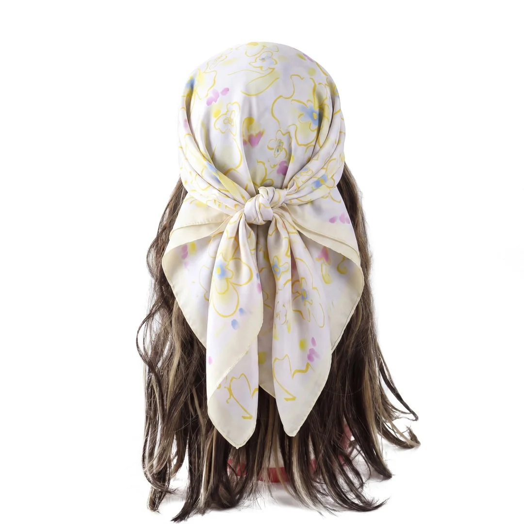 

Scarf Luxury Hijab Bandana Handkerchief Silk Scarves Woman Headscarf Square Shawl Wraps Neckerchief Turban Headband Foulards