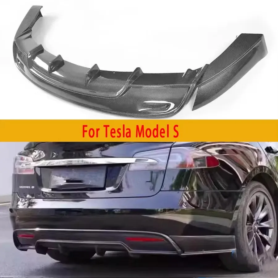 

For Tesla Model S 2012-2015 Carbon Fiber Car Rear Bumper Diffuser Rear Splitters Spoiler Back lip Car Accessories body kit