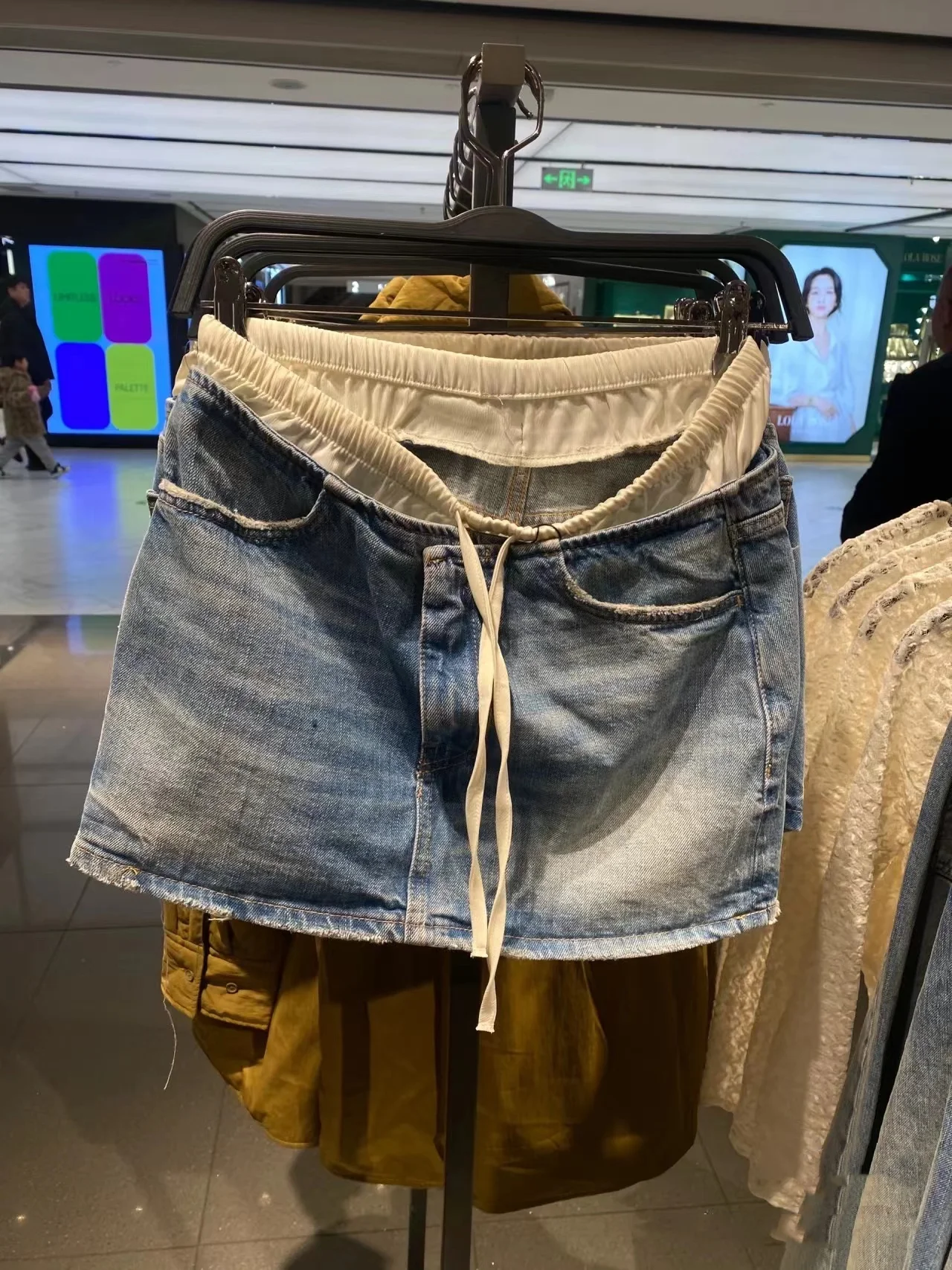 Taille haute élastique Plaid ceinturé ort Denim jupe printemps été nouveauté femmes Faion a-ligne coton couleur