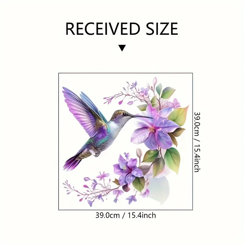1 Purple Flower and Hummingbird Sticker, Removable Self-Adhesive Wall Decal, Suitable for Room Bedroom Wall Background Stickers view 3
