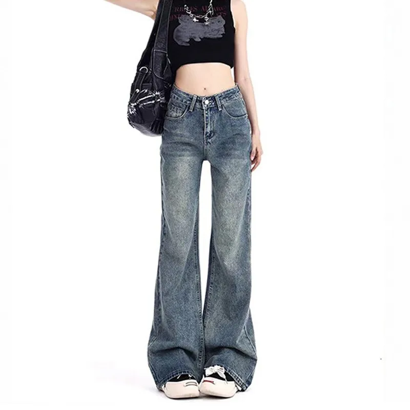 

Женские джинсы-клеш с высокой талией, винтажные, осенние, приталенные, для отдыха, высокого качества, в стиле Y2K