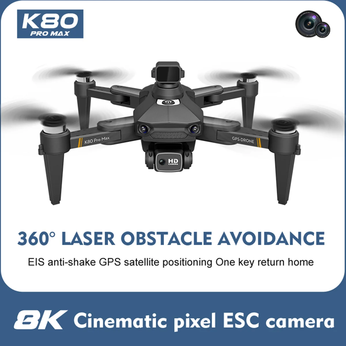 K80 GPS Drone 8K Professional HD Dual Cameras Security UAV Laser Obstacle Avoidance Brushless 5G WiFi FPV RC Foldable Quadcopter