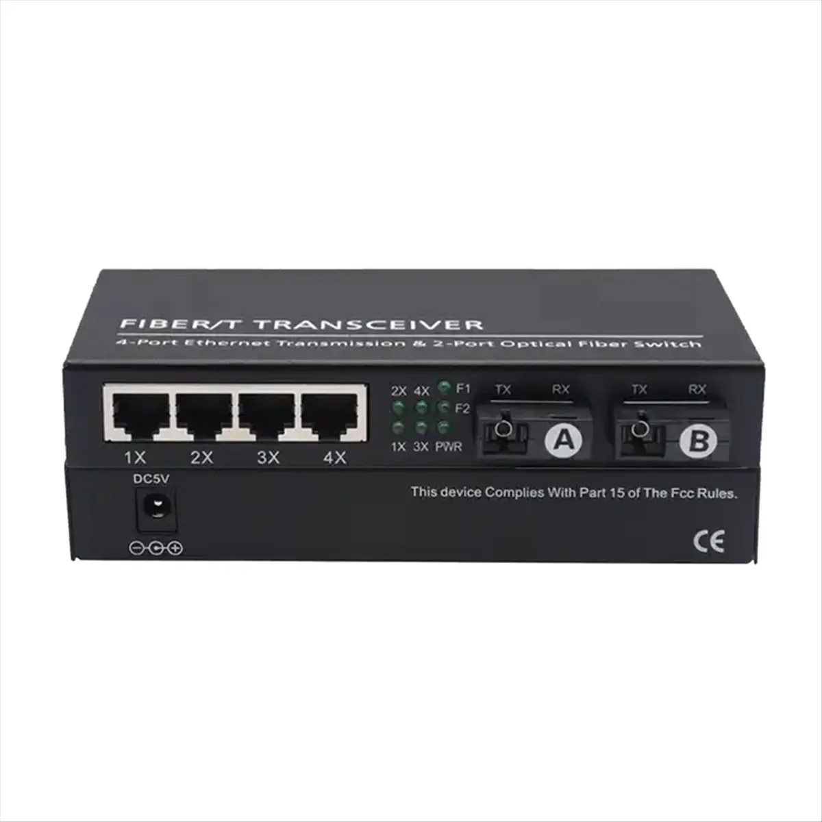 Gigabit Ethernet Fiber Switch SC Singlemode 20KM 2 SC Fiber 4 RJ45 Port 100/1000M Fiber Optical Media Converter US Plug