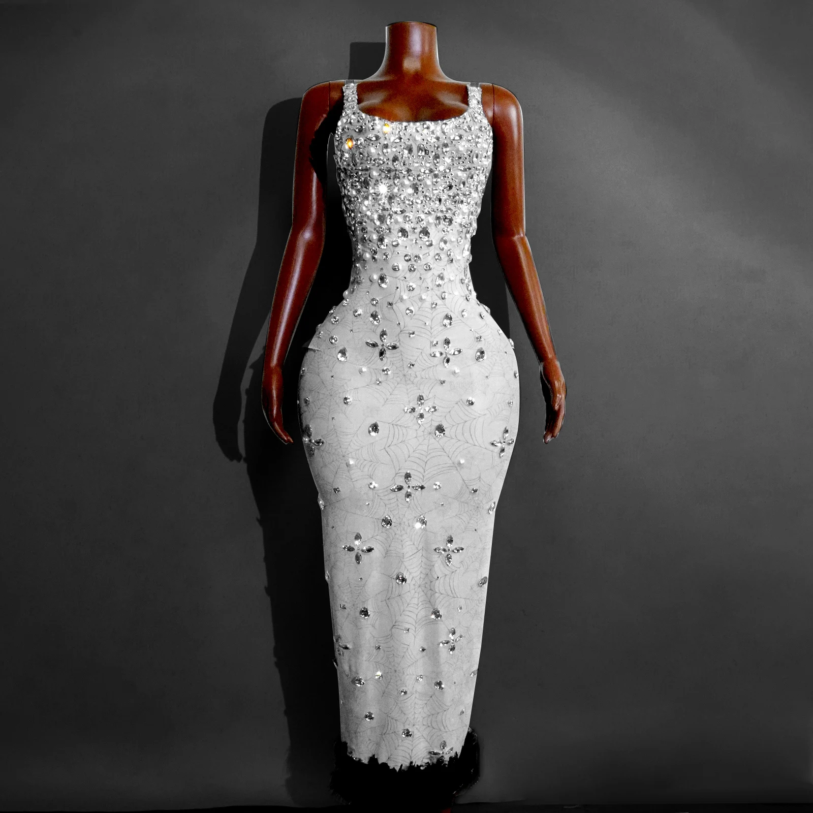 

Sexy Formfitting Fulldiamond Halter Midi Dress Luxurious Party And Dinner Dress Birthday Nightclub Drag Queen Dance Performance