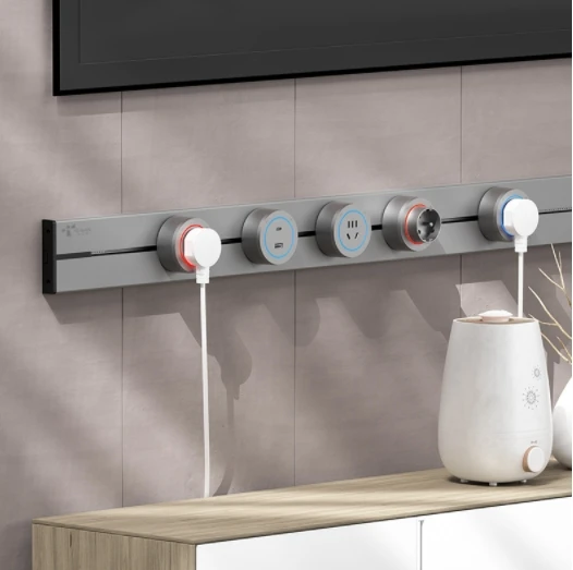 Baijiang Universal Pop Multi Function MF Smart Office Desk Power Rail Track System Electric Socket Electric Power Track Socket