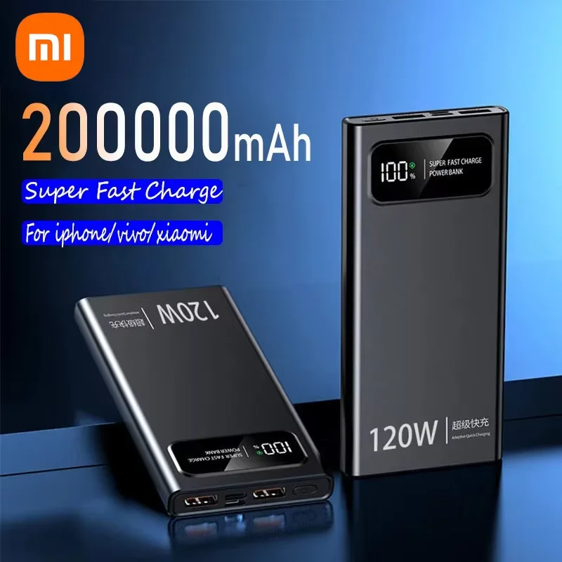 Xiaomi 200000 mAh 120 Вт Power Bank Супер быстрое зарядное устройство Аккумулятор большой емкости с цифровым дисплеем Power Bank для Iphone Samsung Huawei