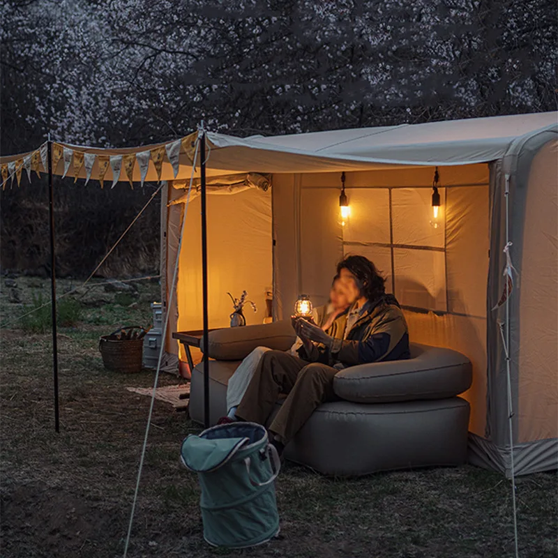 

Customized retro room type cotton tent outdoor camping one room and one living room light luxury tent quick open inflatable camp