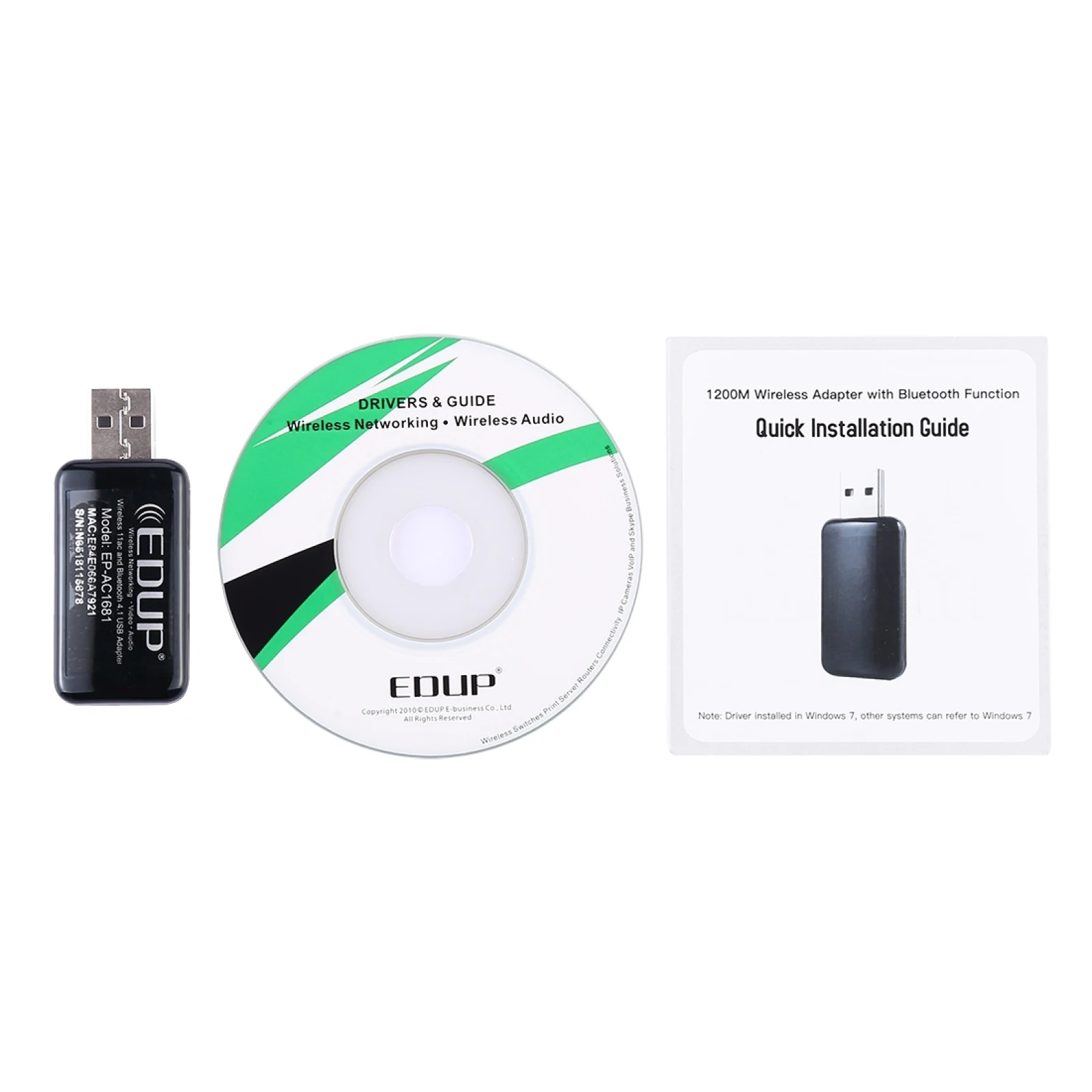 EDUP EP-AC1681 2 in 1 AC1200Mbps 2.4GHz & 5.8GHz Dual Band USB WiFi Adapter External Network Card with Bluetooth 4.1 Function