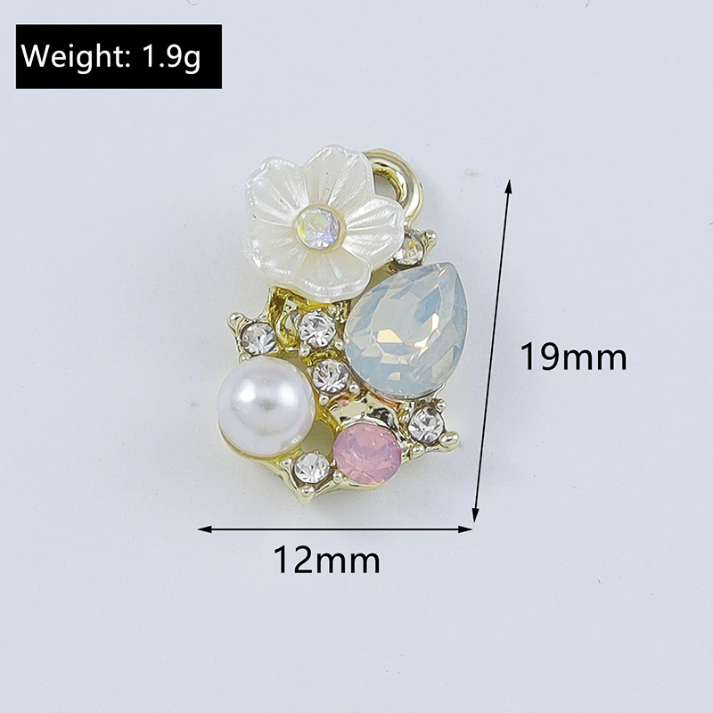Duarte 10 Stück/Lot niedliche Kristall-Metall-Anhänger mit Baumblättern und Blumen für die Herstellung von Ohrringen, Halsketten, DIY-Handwerk, Schmuckzubehör – Detail 5