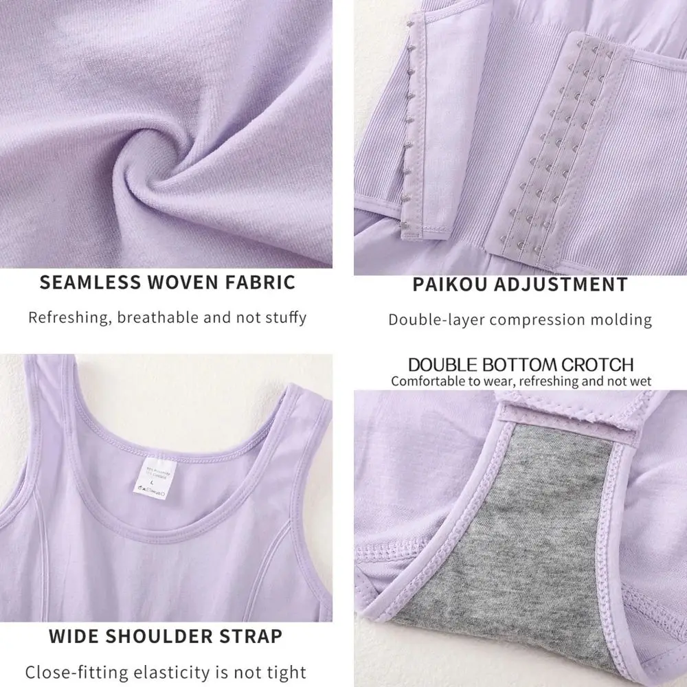 Mehrfachreihiger Haken-Bodysuit für Damen, Shapewear mit hoher Kompression, nahtloser Körperformer, Korsett, Rundhalsausschnitt, flacher Bauch – Detail 2