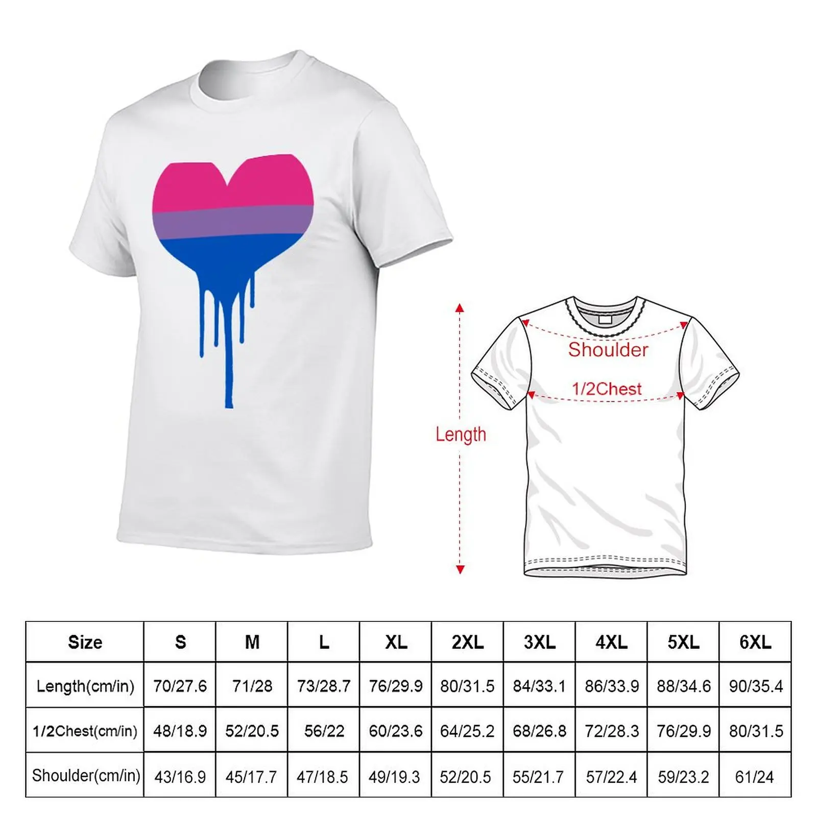 Bisexual Pride Heart T-Shirt t shirt men 100% cotton luxury brand man t shirt cotton high quality T-Shirt