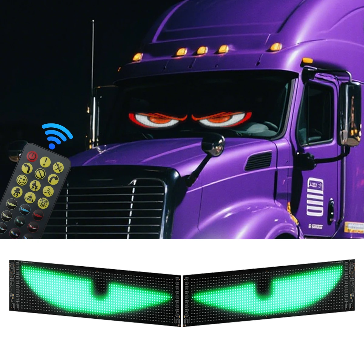 1PCS Car Flexible Smart LED Display Matrix Pixel Panel Demon Eyes DIY Programmable Pattern Remote / APP Control for Car Truck