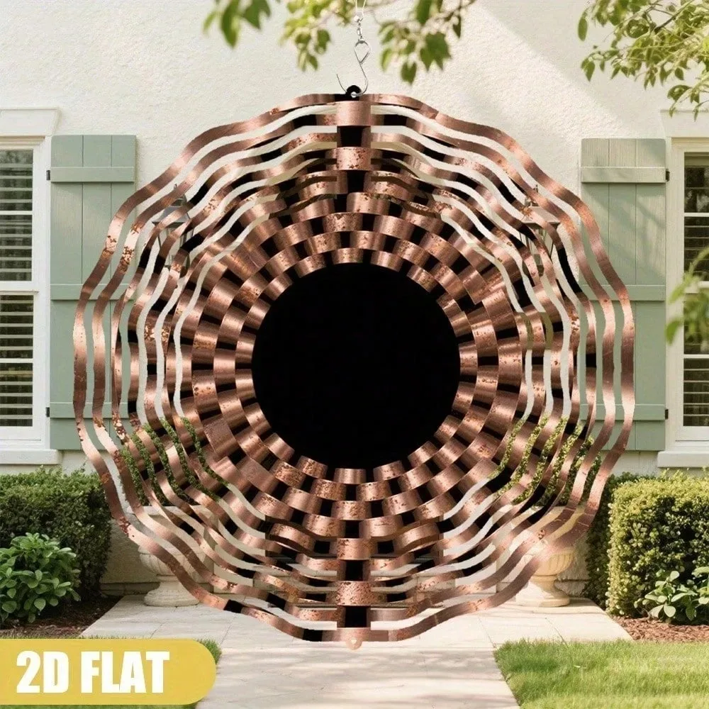 CIFbuy Rusty Copper Wind Chimes Circular Wall Decor 360 Degree Rotating Vintage Style Anti-Rust Art Hanging Ornament Indoor Home