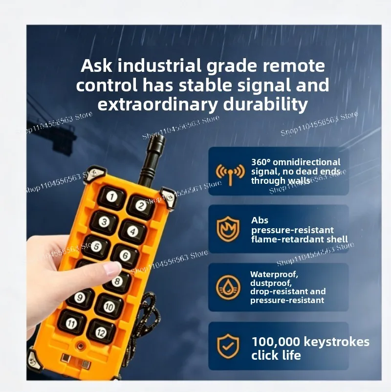 220V~380V Wireless Remote Control Switch Multifunctional 12-way Receiver Controller 12-key Industrial Remote Control Transmitter