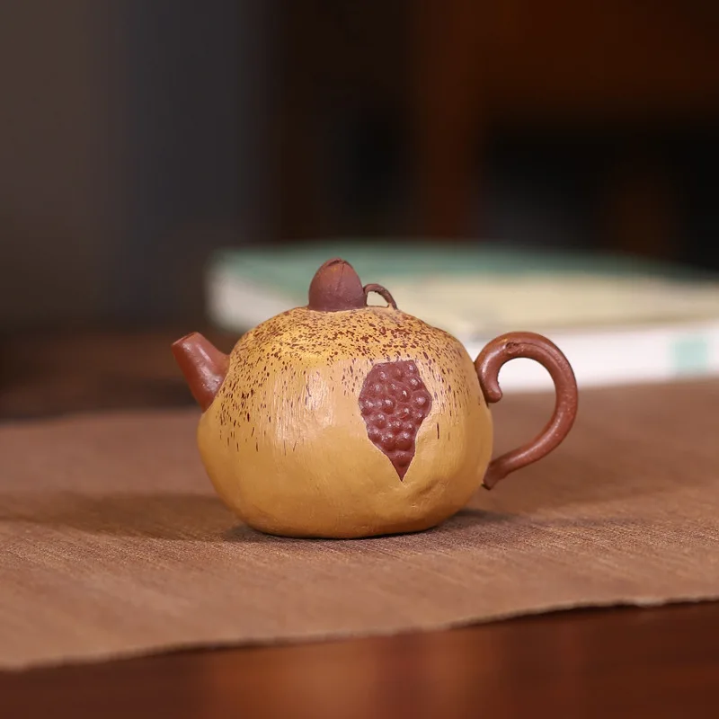 Yixing Pure Handmade Bionic Pottery Huanglong Mountain Original Powder Purple Clay Pomegranate Teapot Tea Set 100Ml