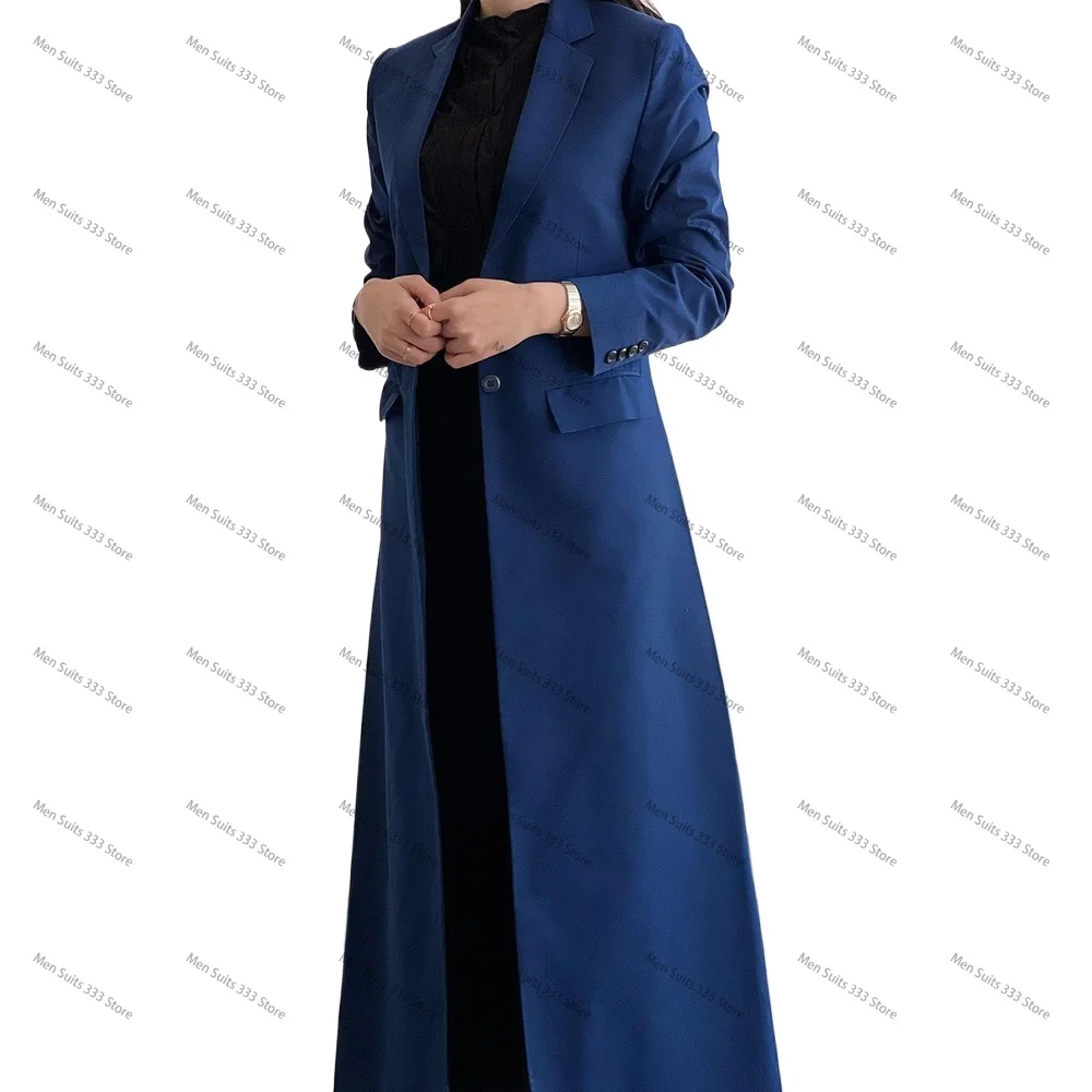 2024 Blue Elegant Women Long Jacket Suits Tailor Slim Fit Business Daily Outfits High Quality Casual Female Blazer 1 Piece