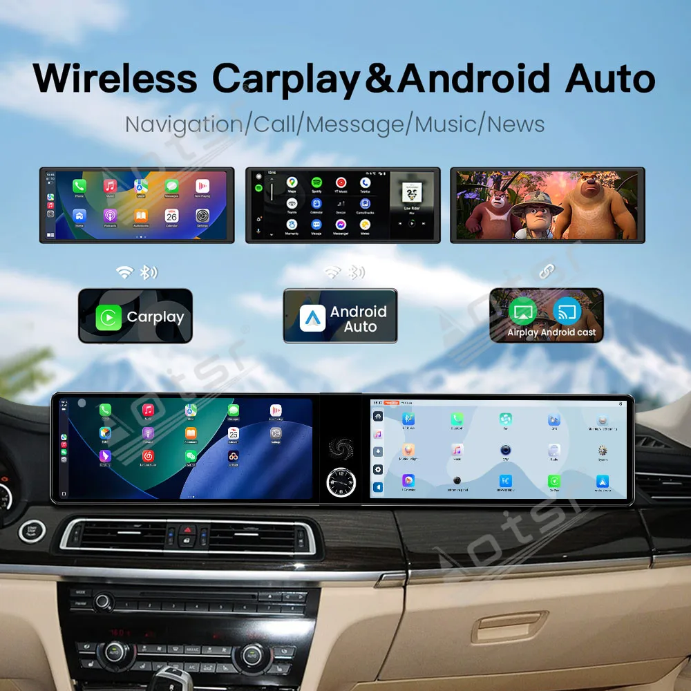 راديو سيارة بشاشة مزدوجة 12.3 بوصة لسيارة BMW 7 Series 2009-2015 مشغل فيديو الوسائط المتعددة نظام تحديد المواقع والملاحة وحدة Carplay DSP راديو السيارة #1