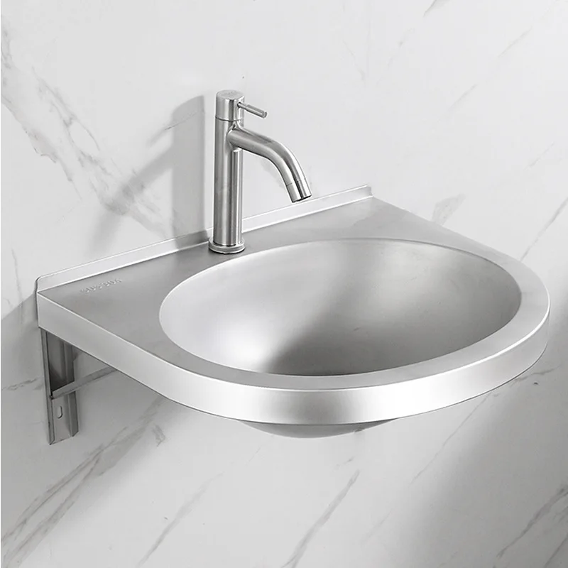 Wall-Mounted 304 Stainless Steel Wash Basin Large Opening Stain-Resistant Sink for Balcony Rust-Free Bathroom Wash Basin