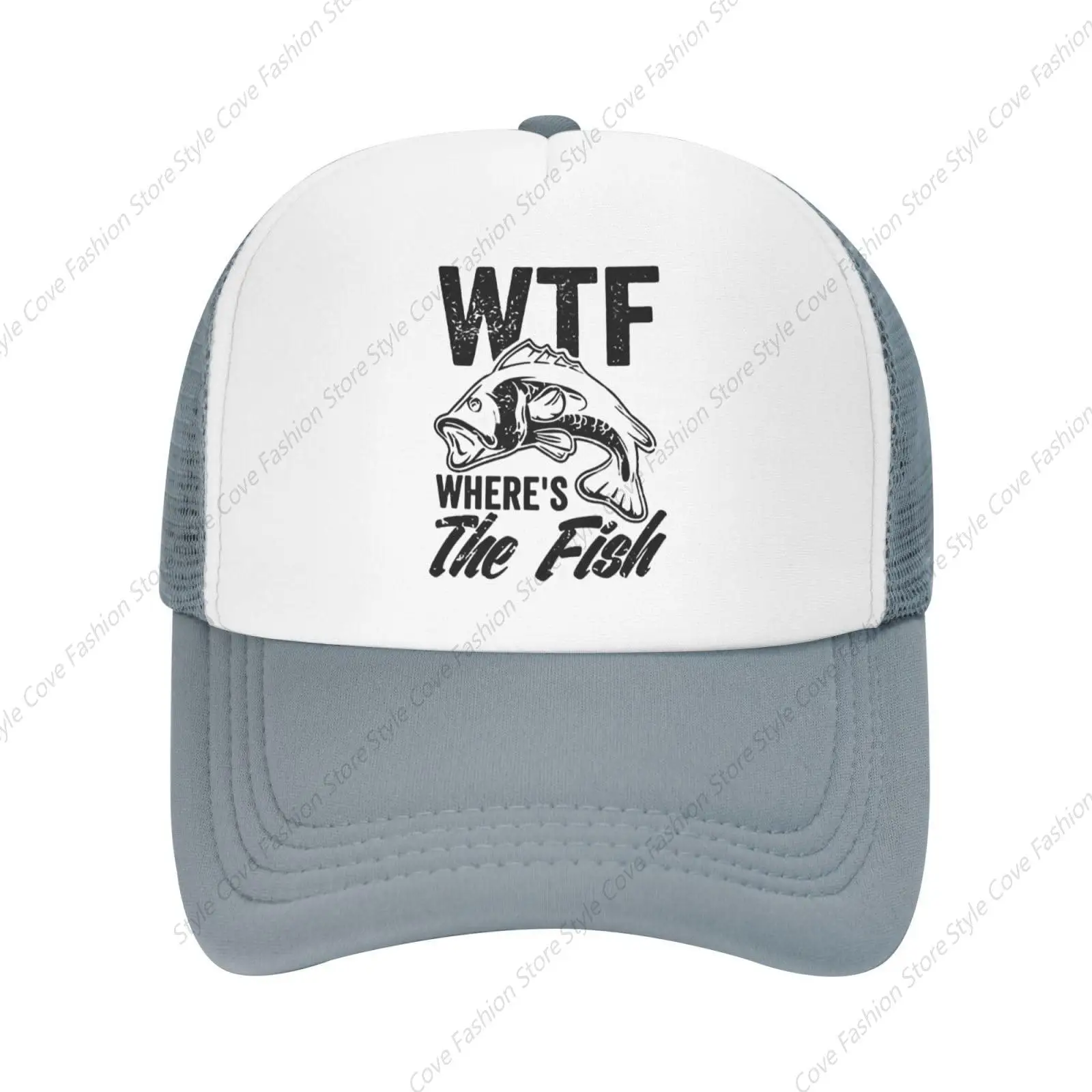 

WTF Where's The Fish Mesh Hat Vintage Dad Hats for Women Traveling Mesh Cap Men Women Baseball Hat Adjustable Adult Mesh Hat