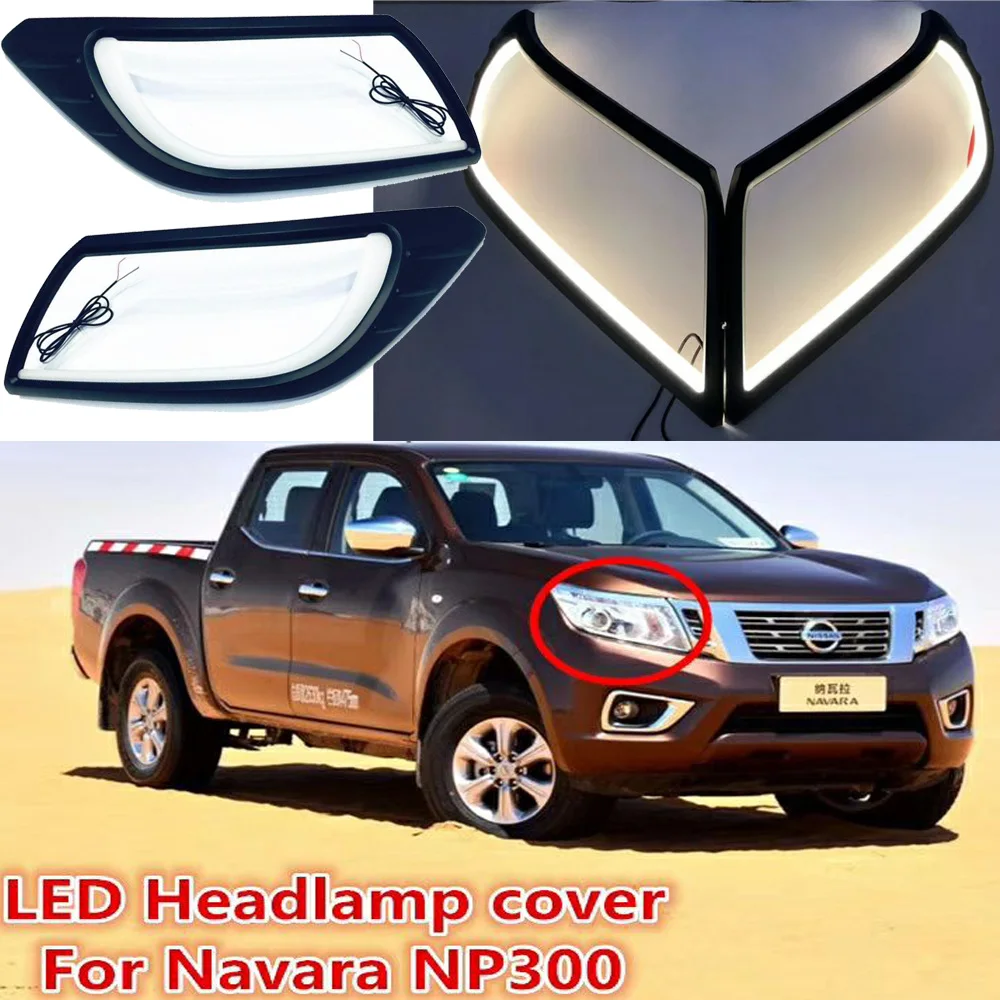 

1set LED daytime running lights for Nissan Navara NP300 car accessories 2014~2016year Navara front fog lamp drl bumper light