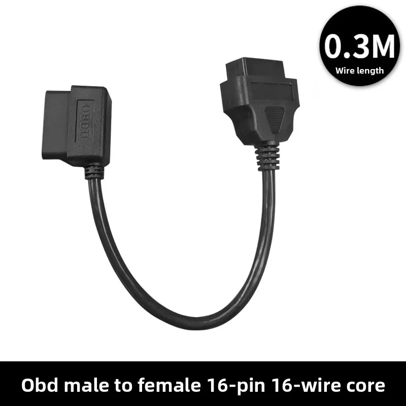 

0,3 м OBD16-контактный переходной кабель «папа-мама» OBD2 удлинительный кабель-адаптер, используемый для диагностических инструментов