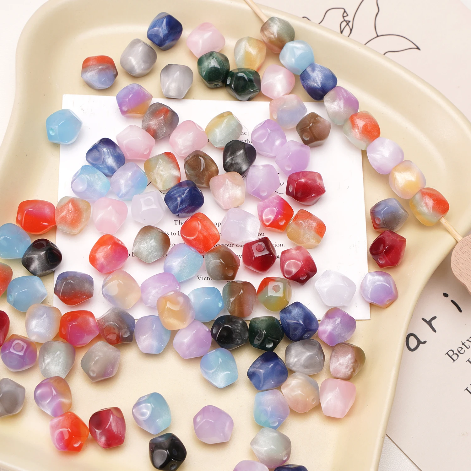 10mm 10pcs/lot Resin Beads Gradient Colorful Imitation Cat Eye Octagonal Beads For DIY Jewelry Making Bracelet Materials Beads