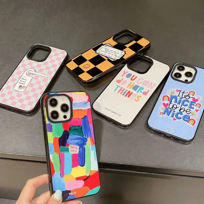 

Creative Graffiti Version Acrylic Upgrade Border Phone Case Cover for IPhone 11 12 13 14 15 Pro Max Case for IPhone 15 Pro Max