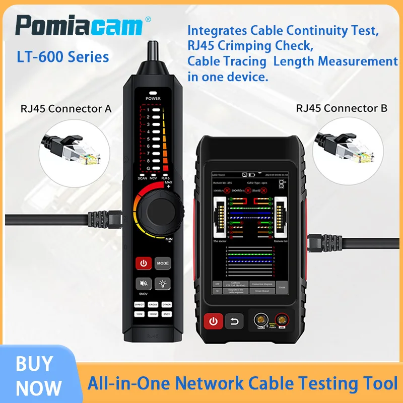LT-600 Network Cable Tester RJ45 LAN Tool with 4 Inch Touch Screen PoE IP Scan Port Flash Network Cable TDR Test CVI AHD