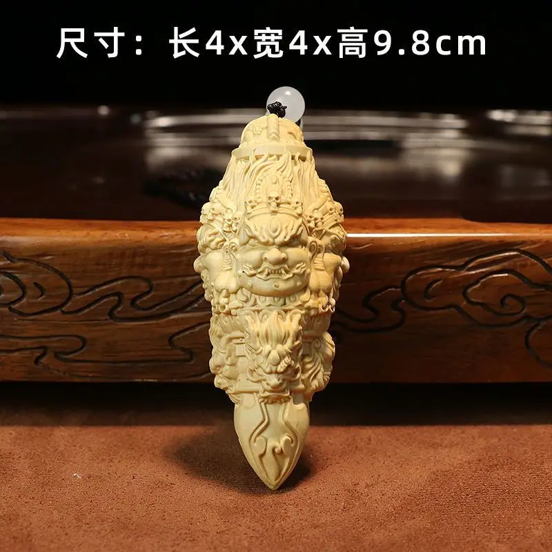 Yellow Poplar Wood Carving Big Black Sky Magic Pestle Portable WenPlay Hand Piece Home Decoration Pendant Ward Off Evil Spirits