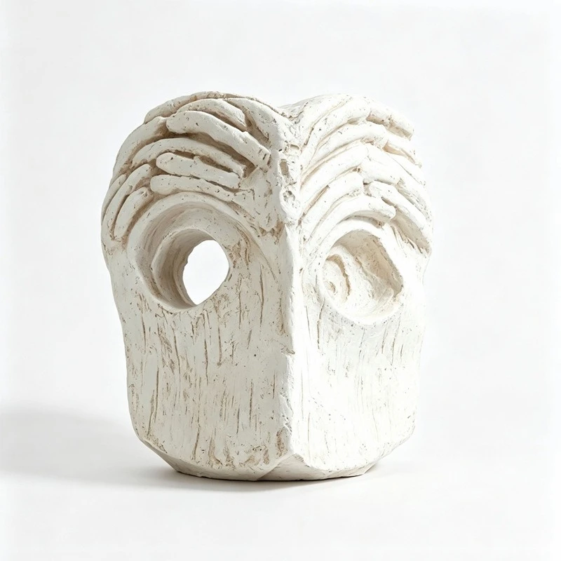 Medieval wabi-sabi wind sculpture, medieval owl-shaped ornament in the living room
