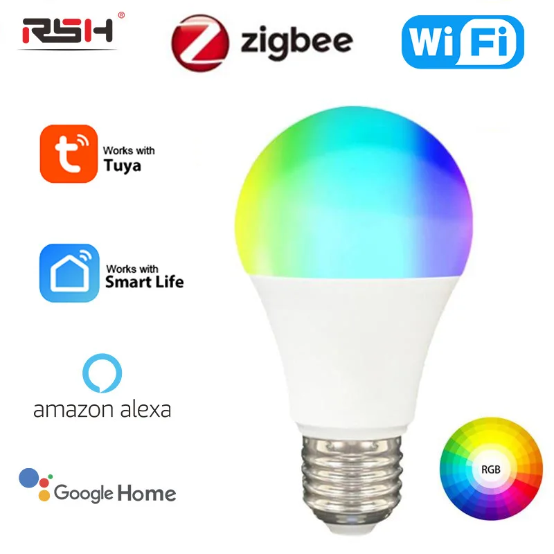 

Умная Беспроводная лампа Zigbee Smart RGBCW, работает с Alexa Google, голосовым управлением, таймером, Wi-Fi