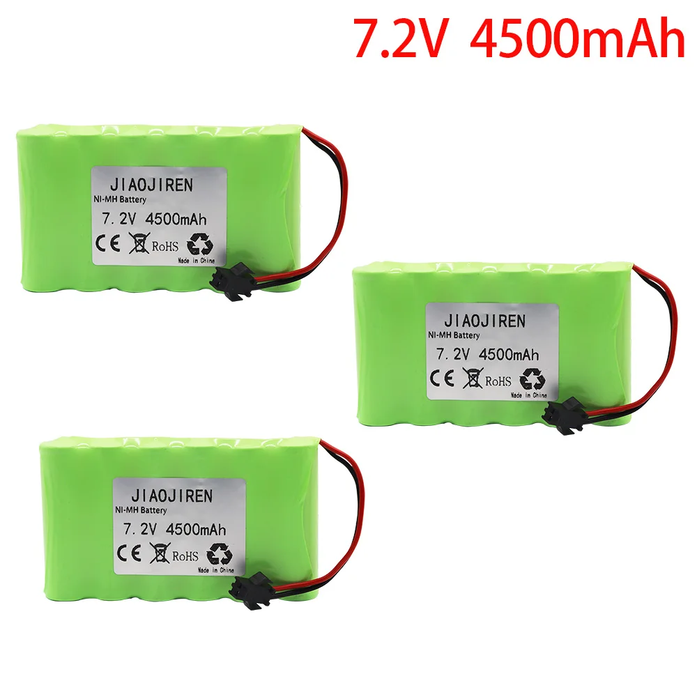 7.2v 4500mAh AA akumulator Nimh ze złączem SM do zabawki zdalnie sterowane samochodów czołgi Robot Gun 7.2v akumulator 3000mAh do zdalnie sterowana łódka Rc