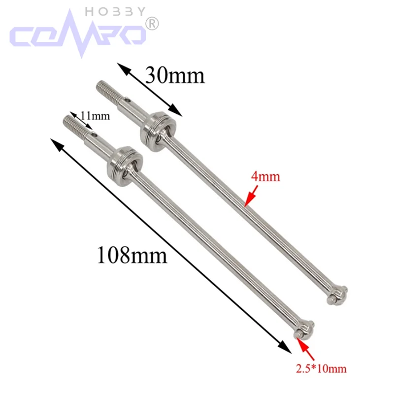 Arbre d'entraînement en métal CVD, 2 pièces, pour Wltoys 104001 104002 1/10 RC, pièces de mise à niveau de voiture, accessoires