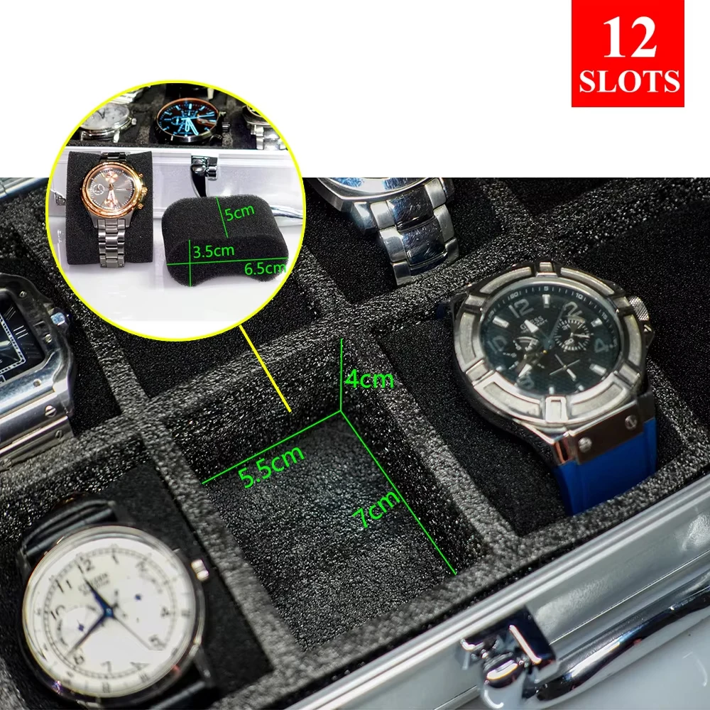 Aluminum Alloy Black Watch Storage Box Jewelry Collection Box Portable Large Capacity Watch Box Quality Gift Box