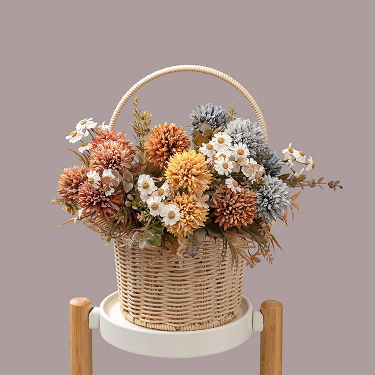 

6Pcs Artificial Small Spiny Ball Bouquet Fake Flowers Balcony Decorations Party Accessories Living Room Decor Flowers