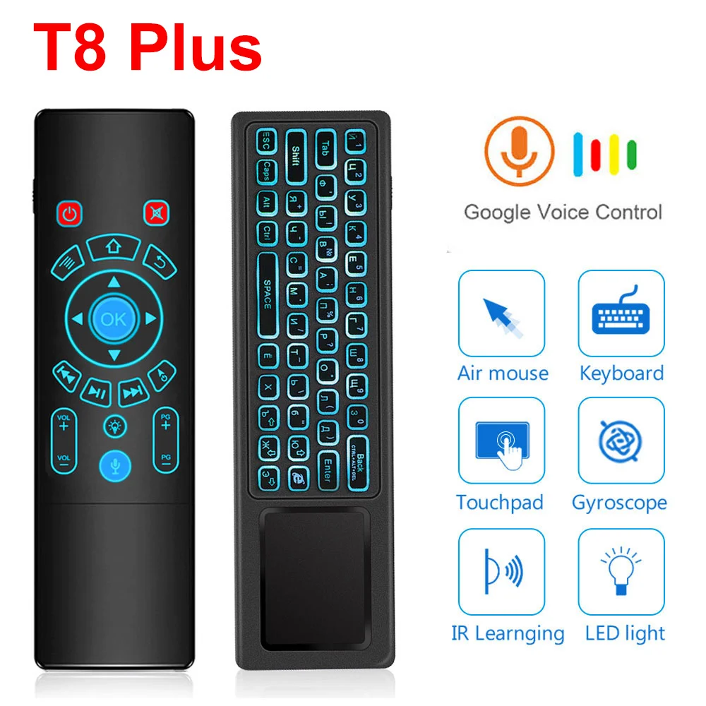 VONTAR T8 Plus Backlit 2,4 GHz Air maus Wireless Keyboard & touchpad Stimme iRemote Control für Android TV Box mini PC Projektor