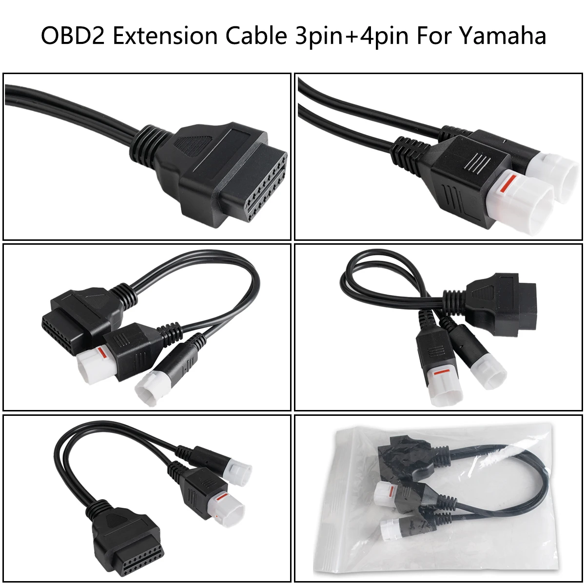 2 in1 OBD2 Adapter for Harley/Yamaha/Suzuki/Honda Motorcycle 6Pin 4Pin 3Pin Diagnostic Scanner Connector OBD Extension Cable