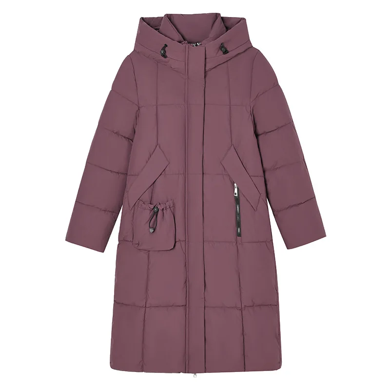 Long Women Parkas Coats Hooded Oversize Jacket Solid Zipper Long Sleeves Pocket Straight Casual Office Lady 2025 Autumn Winter