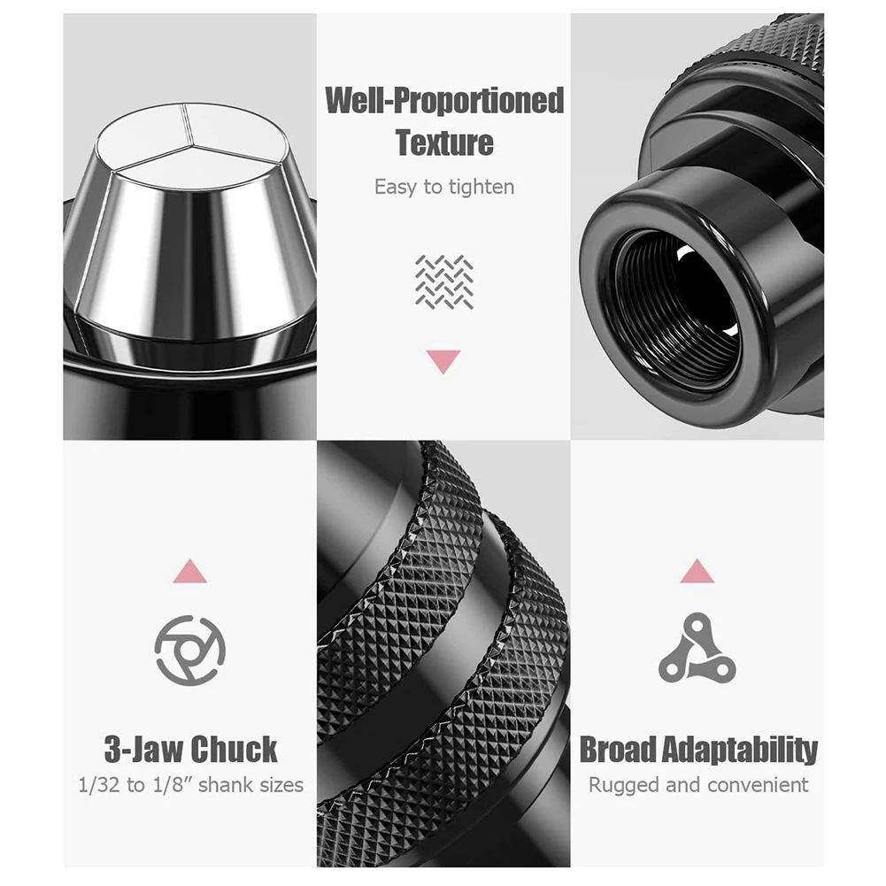 Juego de portabrocas para Dremel, recambio de brocas sin llave con juego de tuercas de taladro rotativas de repuesto, 1/32 "a 1/8", 4486