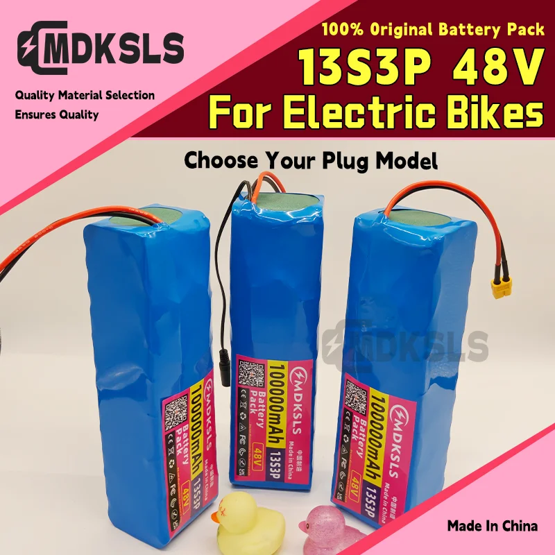 MDKSLS New 48V 100Ah 2000W 13S3P DC/T Lithium ion Battery Pack NEW 100Ah For 48V E-bike Electric bicycle Scooter with BMS