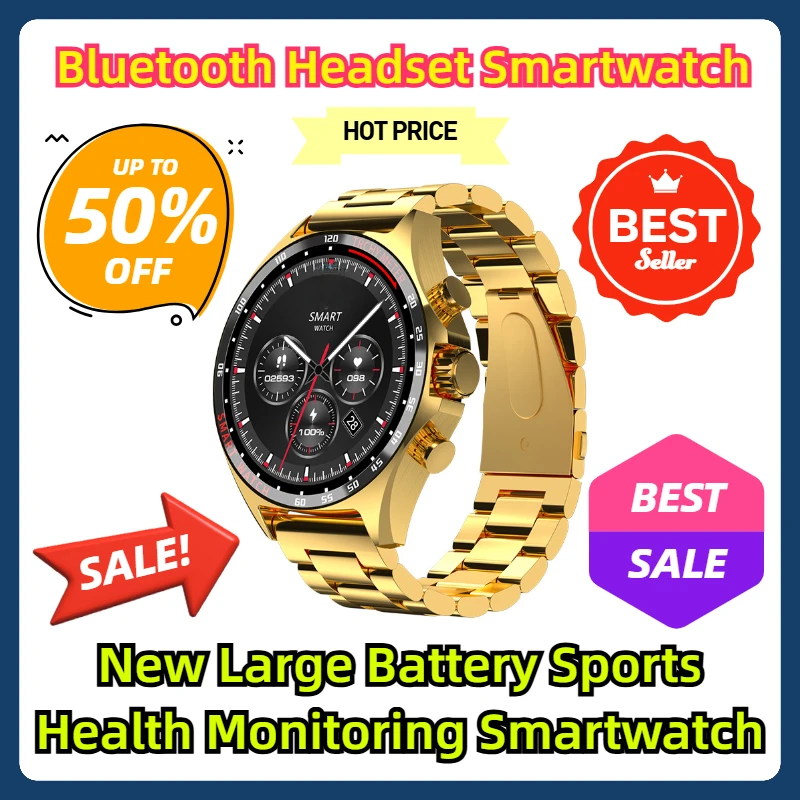 

Bluetooth Headset Smartwatch New Large Battery Sports Health Monitoring Smartwatch