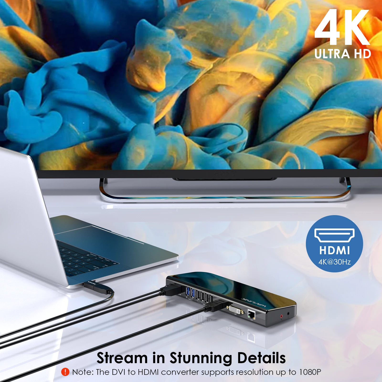 Imagem -02 - Wavlink Usb 3.0 4k Universal Portátil Docking Station Usb-c Hub Monitor Duplo Hdmi Dvi Vga Exibição de Vídeo para m1 m2 Mac Windows 11
