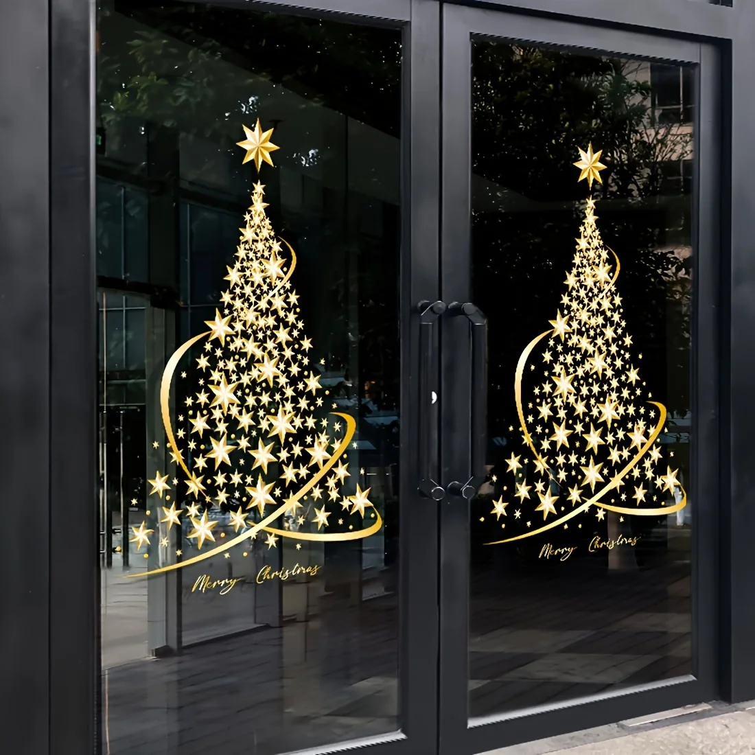 1 Stück Weihnachtsbaum-Aufkleber, Aufkleber, Weihnachts-Fensteraufkleber, Schneeflocke, Weihnachtsbaum-Aufkleber, DIY statische Wand, Fenster, Tür, Wandbild